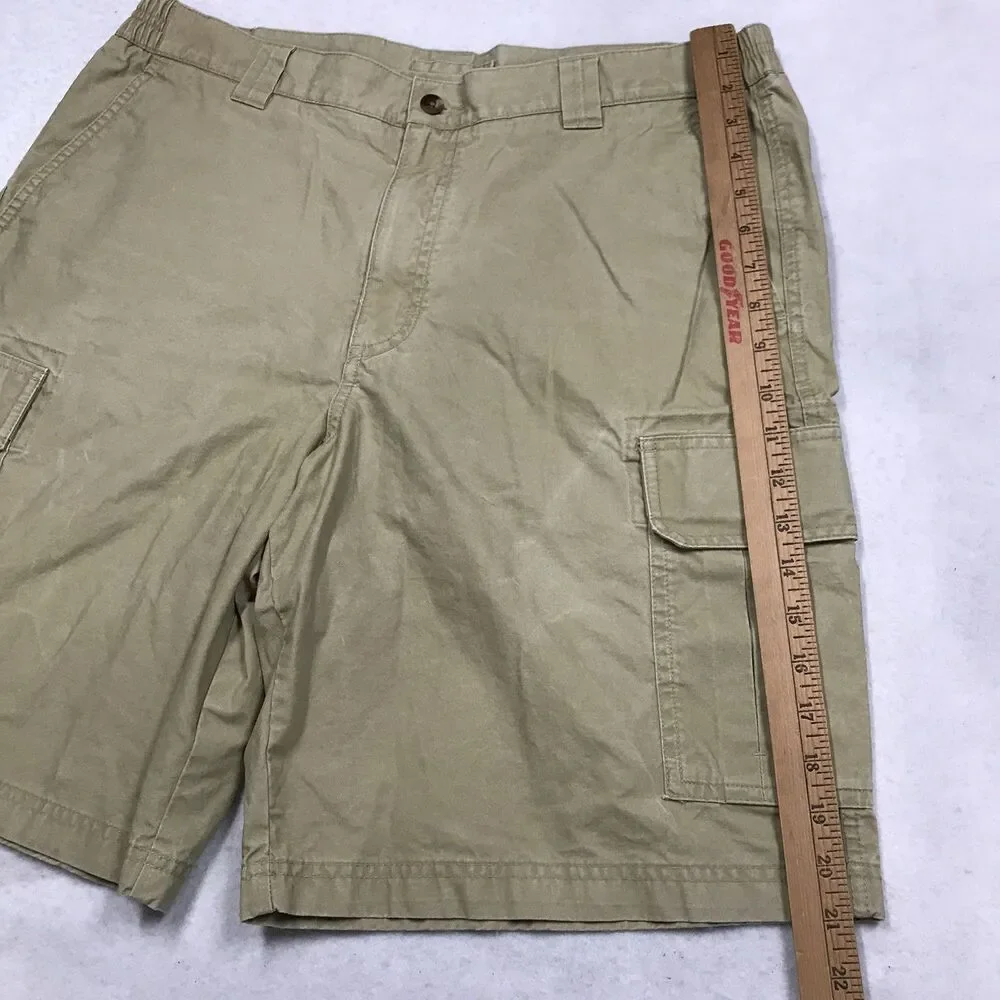 LL BEAN Tropic Weight Cargo Shorts Men 36 Khaki  Comfort Adjustable Waist